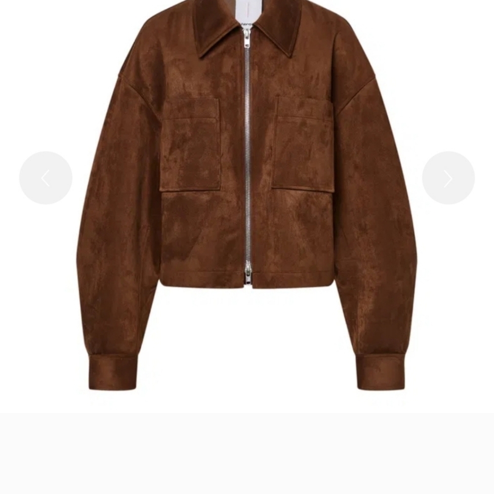 fab'rik Brown Suede Bomber Jacket Cropped